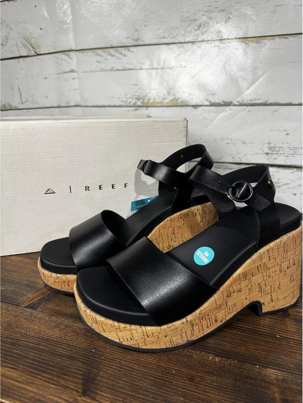 Reef Sunset Sayulita Leather Cork Wedge Sandals Women's 7.5 NIB